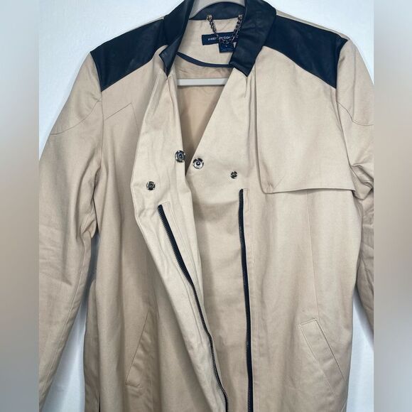 NWT French Connection Mid length Trench Coat Size Large Minimalist Corpcore - Picture 11 of 12